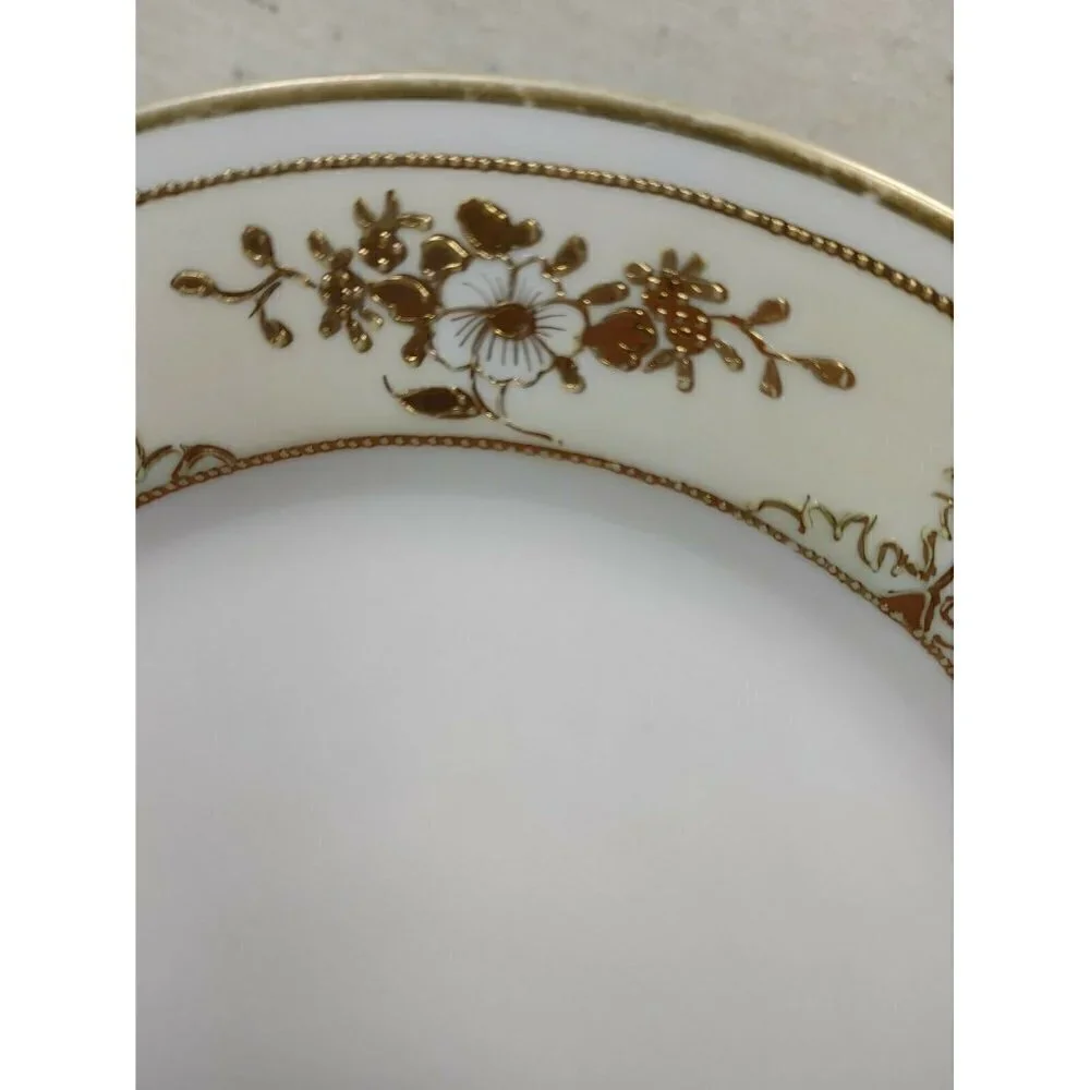 Nippon Ceramics White Round Shape Floral Gold Rim Hand Painted Salad Plate Three - Picture 4 of 8